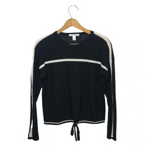 AUTUMN CASHMERE Drawstring Hem Striped Boxy Long Sleeve Top